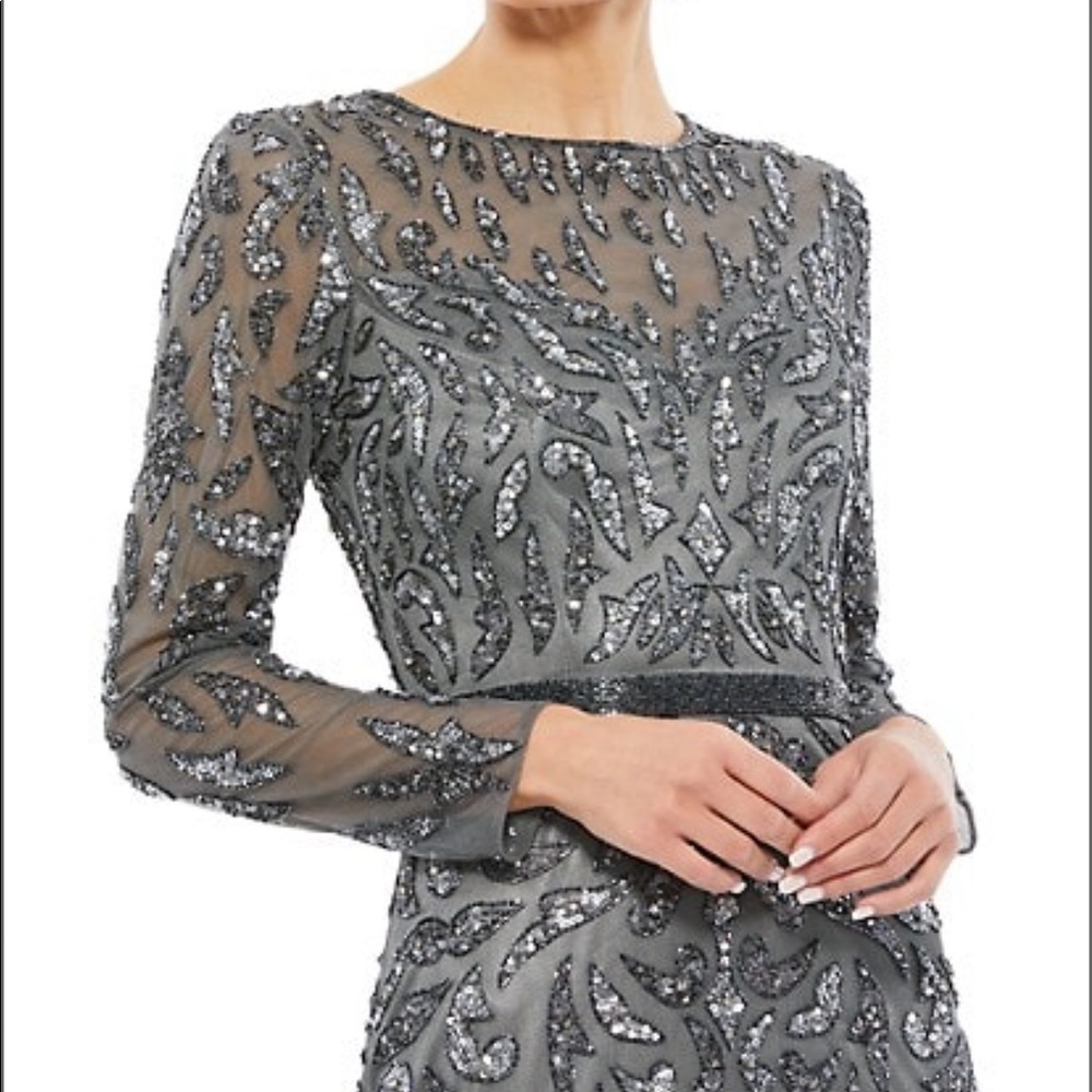 Mac Duggal Illusion Sequin Gown